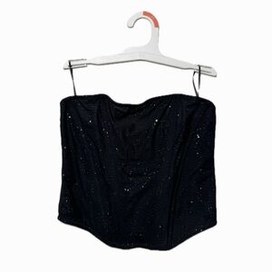 NWT | Auden - Black Mesh Corset with Silver Detail